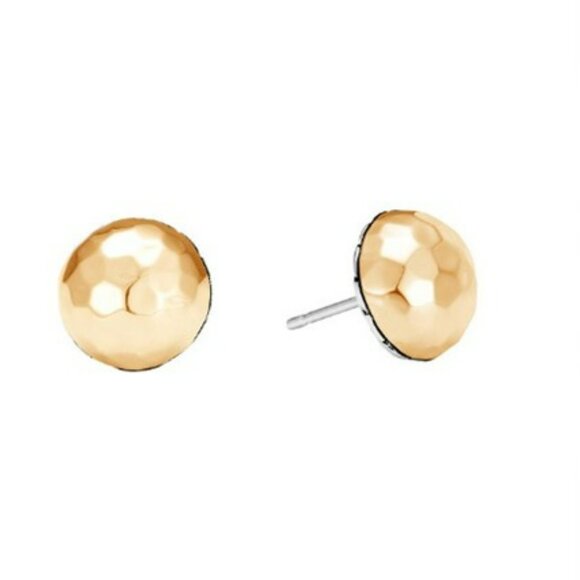 John Hardy 18k Gold & Sterling Classic Chain Hammered Large Stud -Like New - Picture 6 of 15